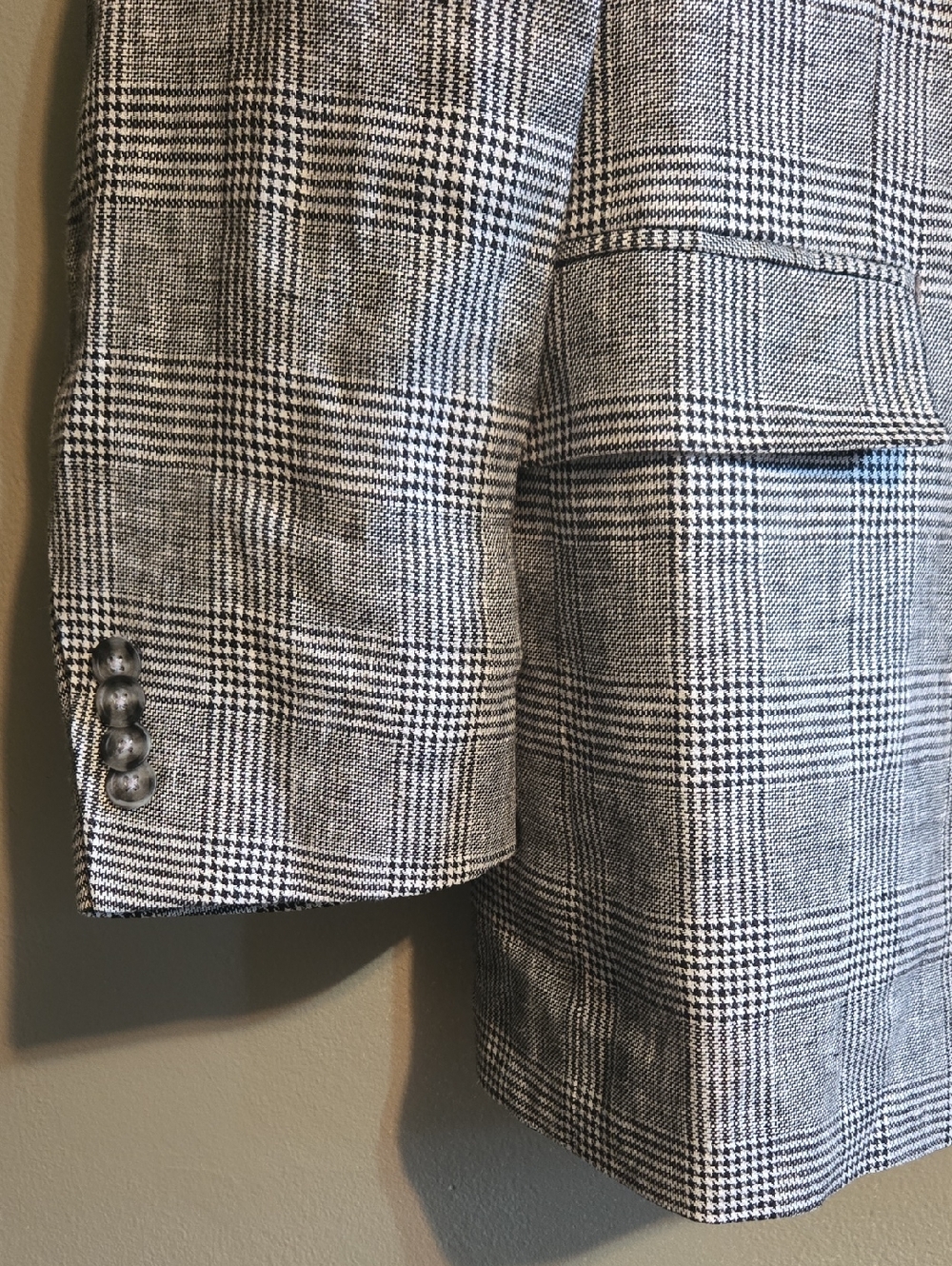 Michael Kors Mens Classic-Fit 100% Linen Plaid Sport Coat Blazer Grey Black 46L - Picture 5 of 11